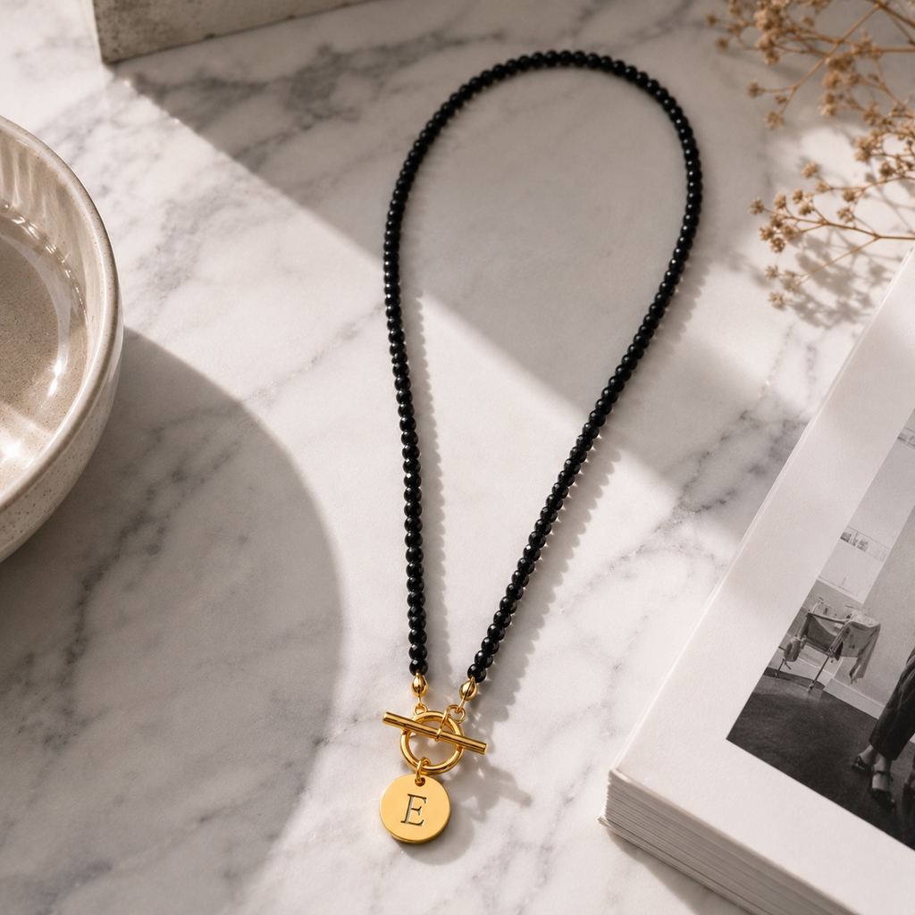 Noir Initial Necklace